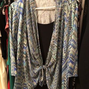 Kim Rogers Blue and black design 2for1 blouse sz1X